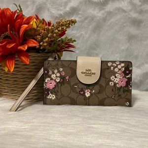 TECH PHONE WALLET IN SIG CANVAS W/ FLORAL PRINT
